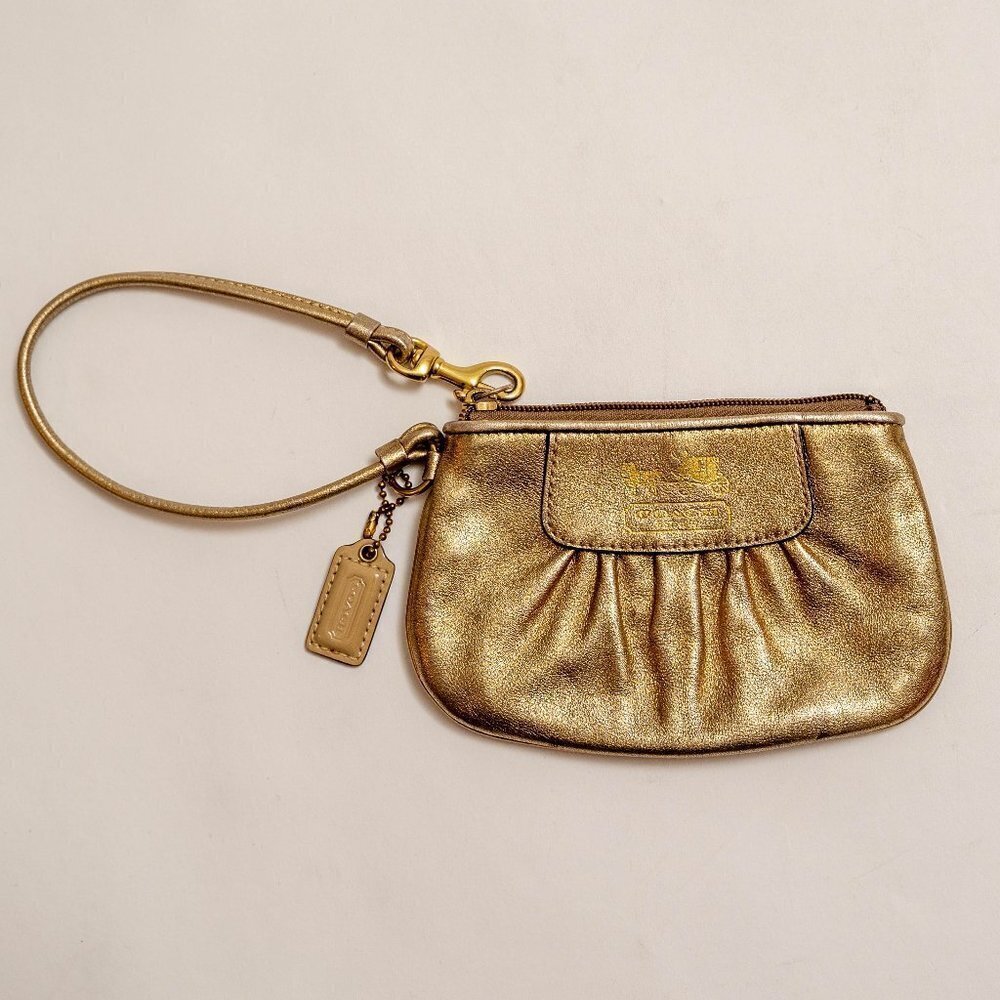 Coach Y2K Gold Leather Wristlet